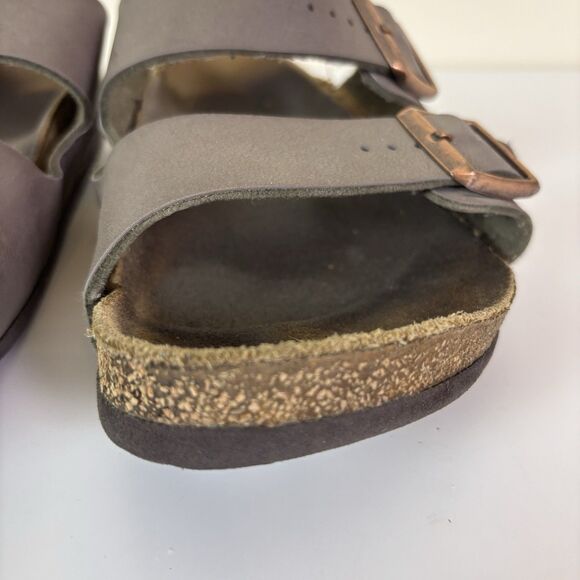 Birkenstock Arizona Sandals Size 39 Regular Brown Leather Soft Footbed Trashed - Picture 5 of 16